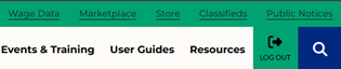 Screenshot of the NHMA website showing a green bar at the top where the wage data link is located