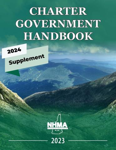 Photo of white mountains with 'charter government handbook' in white and '2024 supplement'