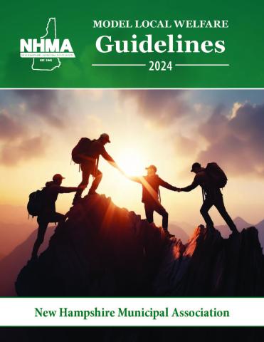 Model Local Welfare Guidelines 2024 in white on a green background. Underneath is hikers on a mountain peak helping each other